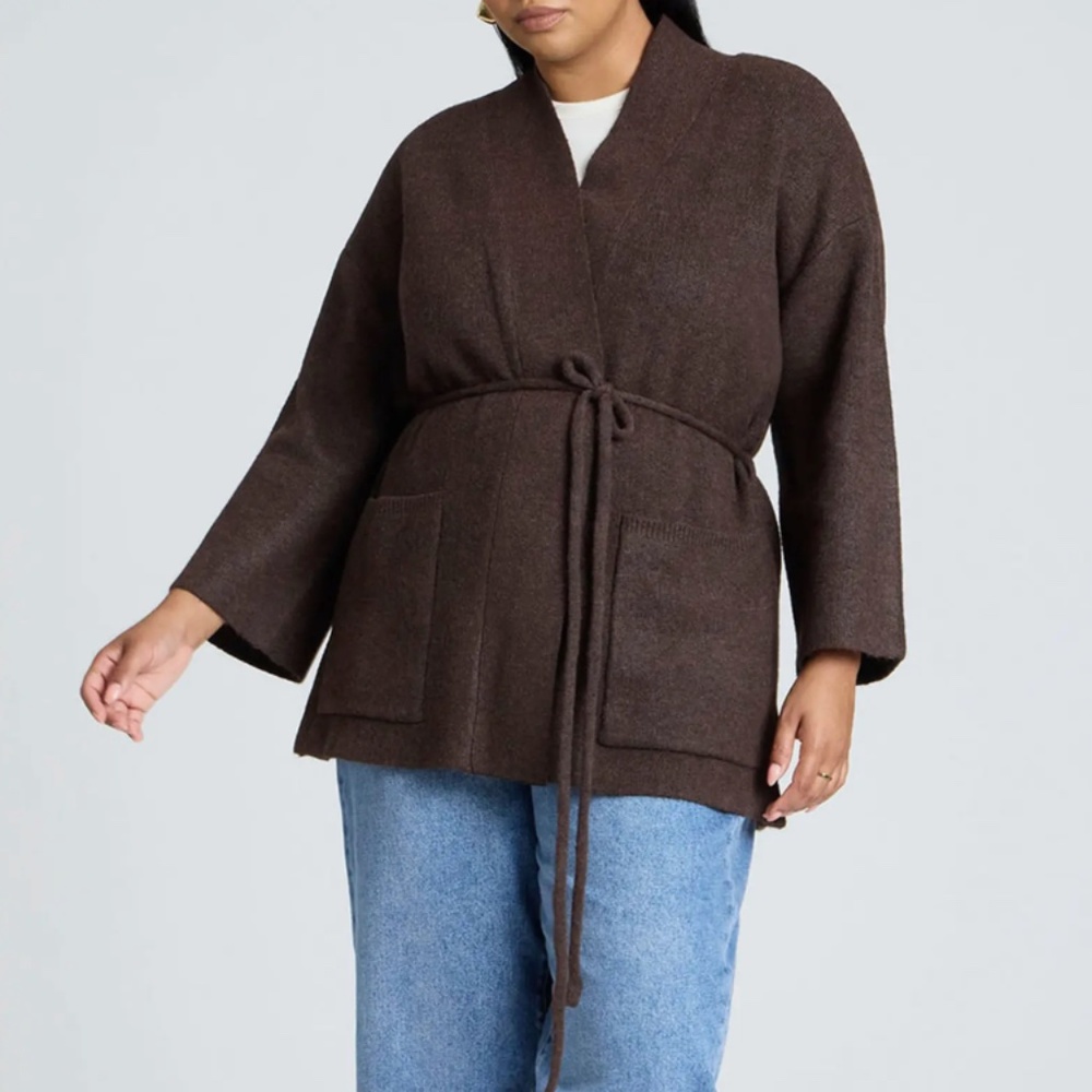 Belted Patch Pocket Cardigan by ELOQUII